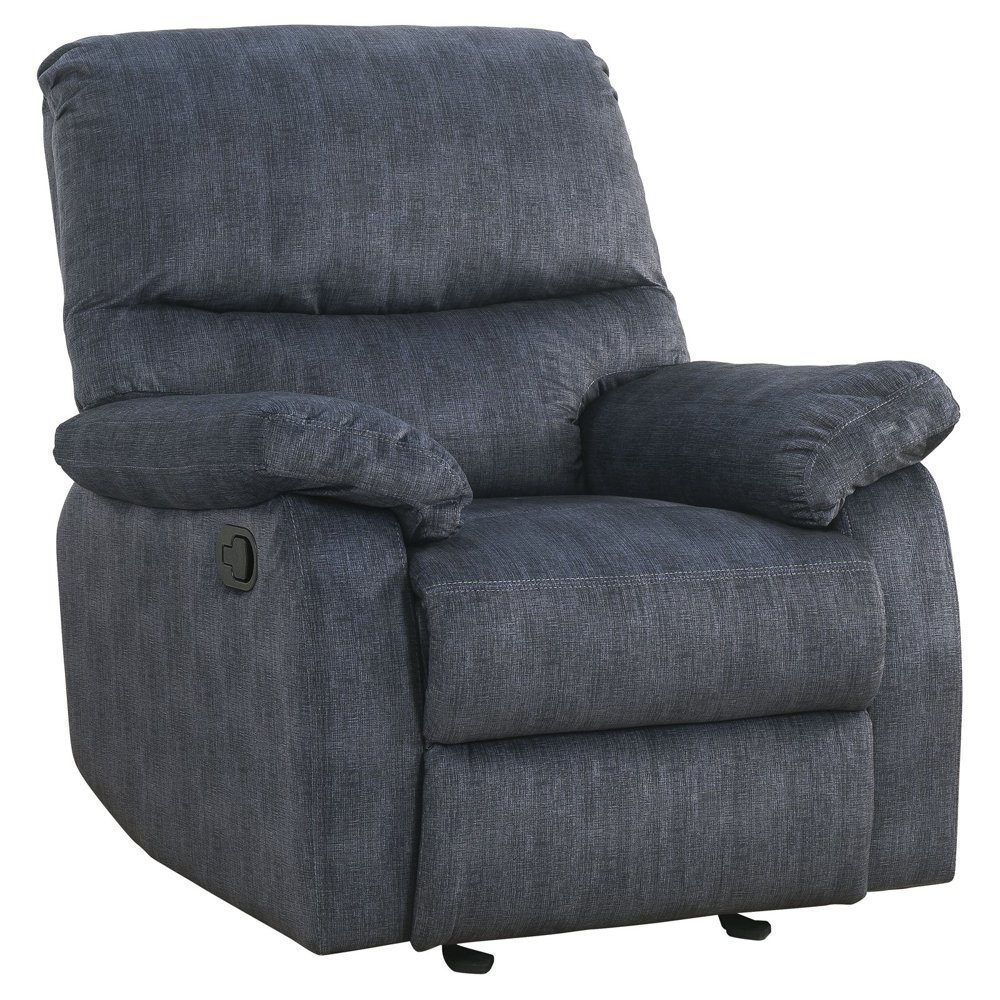 Acme Saul II Tight Back and Seat Recliner in Blue Denim Velvet