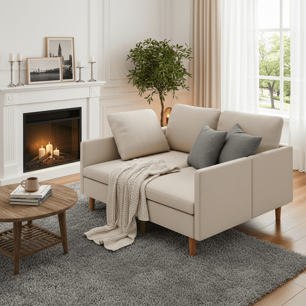 Aiho 79.1" Sectional Couch, L-Shaped Modular Sofa Bed with Deep Seat & Soft Seat Cushions, Convertible Sofa Bed for Living Room, Apartment, Beige
