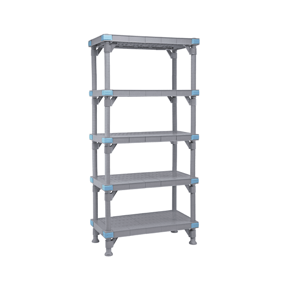 Quantum Storage Systems Millenia Shelving Unit, 48"W x 18"D x 50"H, 5 solid shelves with removable shelf mats and 4 posts - Gray Finish