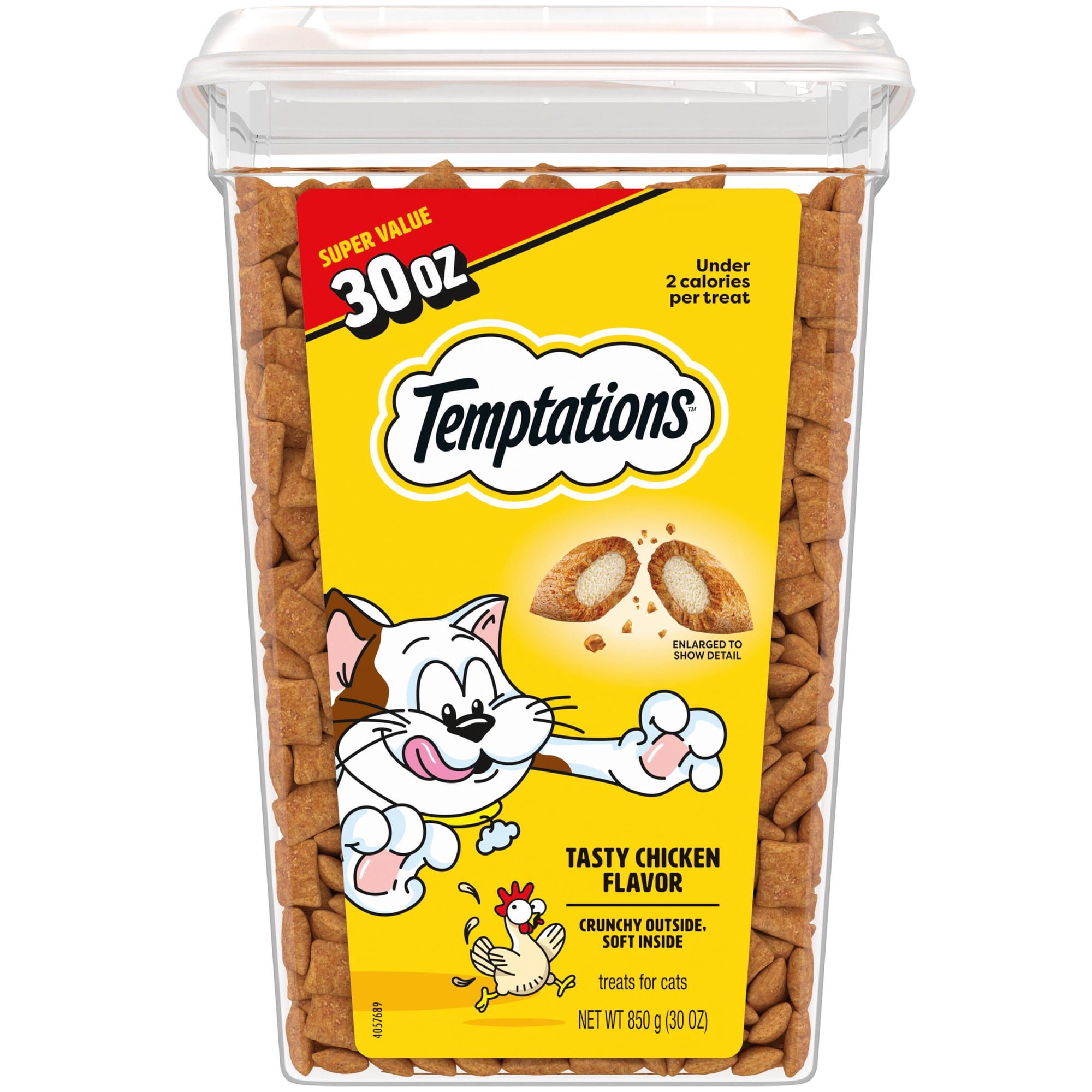 Temptations Tasty Chicken Flavor Crunchy & Soft Cat Treats, 30 oz Tub