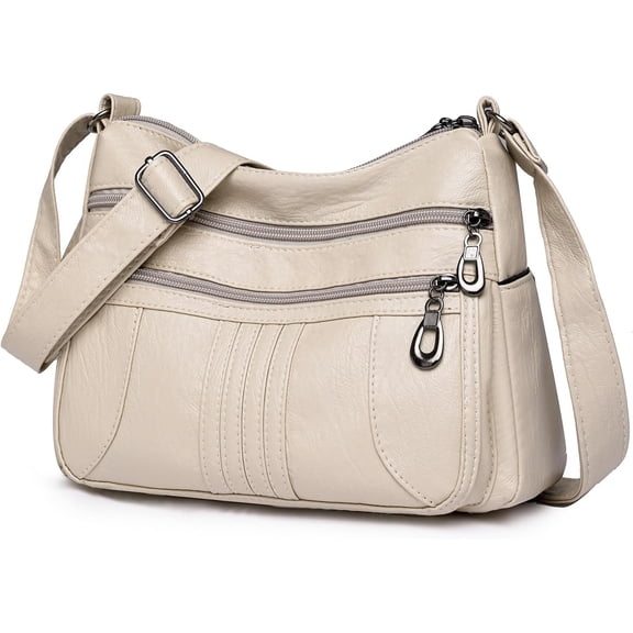 Sunyuer Fashion Crossbody Bag For Women Shoulder Bag Soft PU Leather Handbags Purses Multi Pocket Hobo Tote Bag