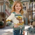 thumbnail image 3 of Xixirimido Aztec Tribe Sunflower Highland Cow Pattern Girls Long Sleeve Shirt Kids Crewneck T-Shirts Trendy 3D Graphic Tie-hem Cute Tees for Fall Winter, Size 11-12, 3 of 7