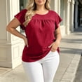 thumbnail image 5 of Tqcoqu Plus Size Tops for Women Summer 2026 Short Sleeve Shirts Tunics Round Neck Casual Loose Blouses,Wine Women's L-XXXXL, 5 of 6