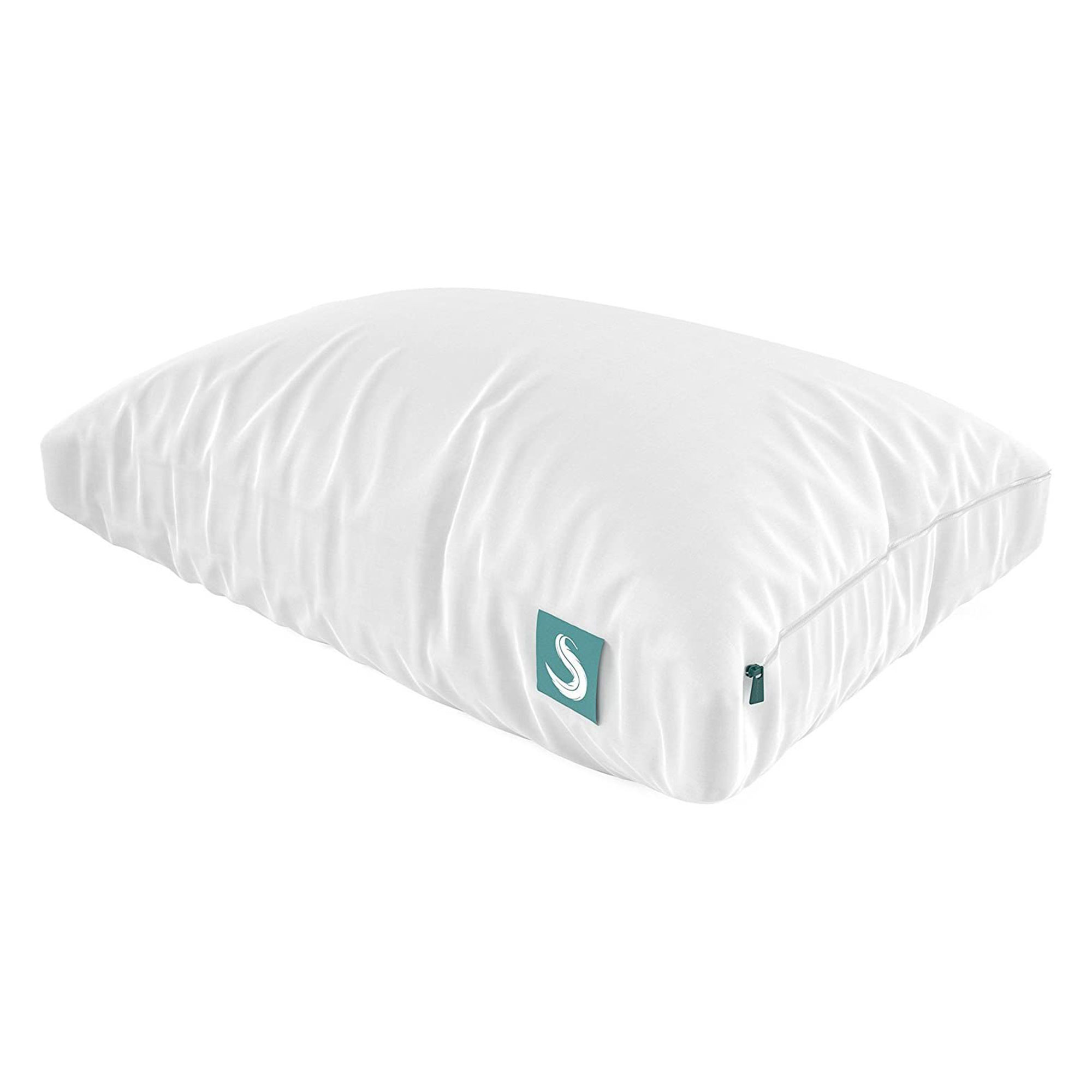 Sleepgram Bed Support Sleeping Pillow with Microfiber Cover, Queen, White