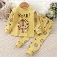 thumbnail image 2 of TOWED22 Toddler Boy Fall Outfits 2Pcs Long Sleeve Graphic Round Neck Pullover Top Thick Jogger Pants Soft Clothes Set(Light Yellow,3-6 M), 2 of 4