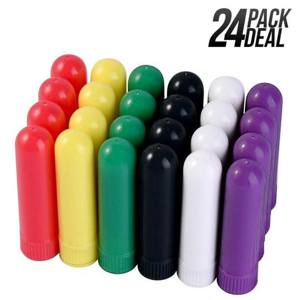 24 Pack Colored Tube Aromatherapy Essential Oil Inhaler Sticks, Medical
