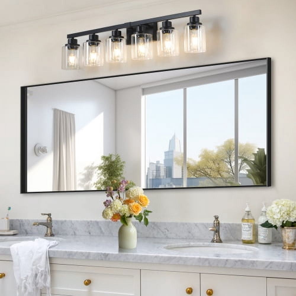 ACE-LIGHTS,6-Lights Rustic Bathroom Light Fixture(Bulbs Not Included),Bathroom Sconce,Farmhouse Vanity Lights Fixture for Bathroom,Dressing room,Living Room,Bedroom(Black)