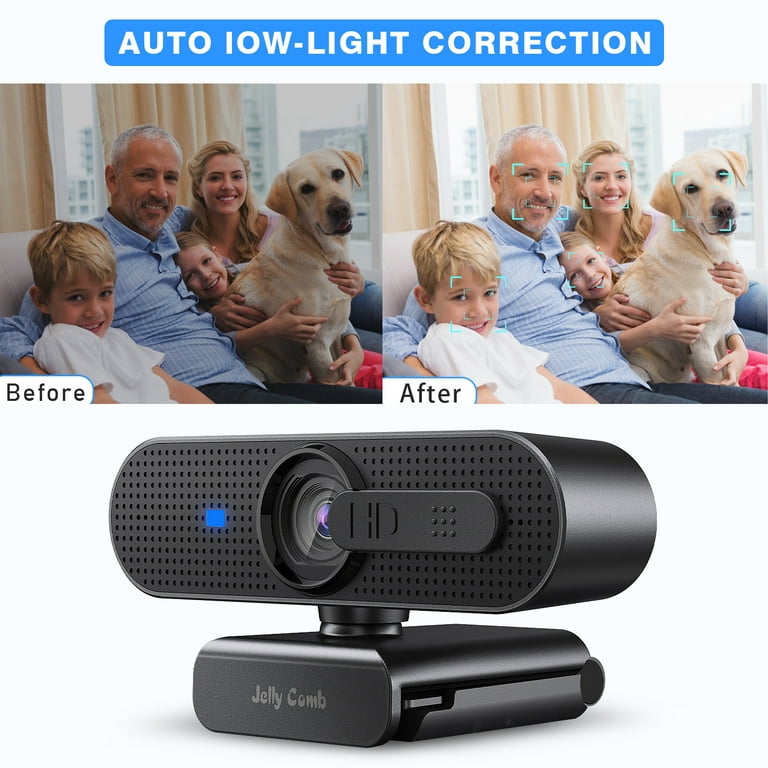 Jellycomb 1080P HD Webcam Pro Auto Focus & Light Correction Camera Shutter  W10 – Jelly Comb