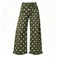 thumbnail image 6 of Cmtiyu Jeans for Women, Casual High Waist Polka Dot Print Wide Leg Pants With Ruffles, Baggy Daliy Denim Trousers with Pockets, S-L, 6 of 6