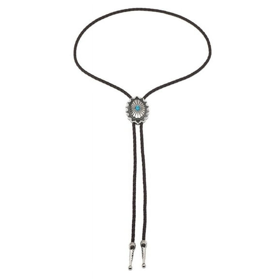 MANNYA Western Cowboy Bolo Necktie with Carved Turquoise Buckle Vintage Tie for Men