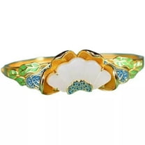 K-KED White Jade Lotus Bracelets Natural Real Bangles Delicate Jewelry Fashion 925 Silver