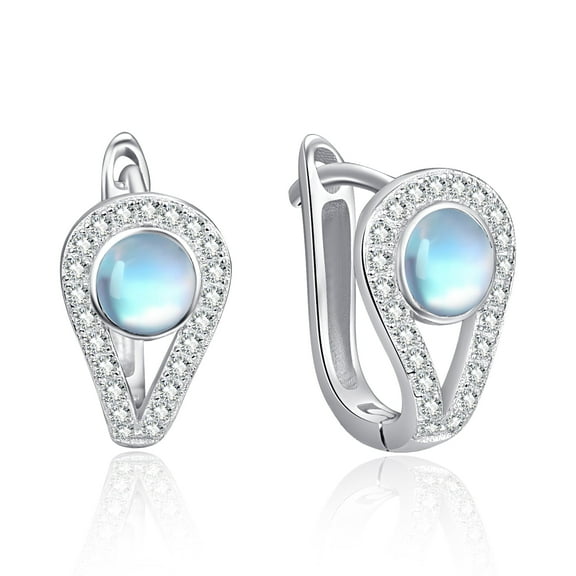 TANGPOET Moonstone Hoop Earrings for Women 925 Sterling Silver Earrings  18K Gold Plated for Mom Daughter