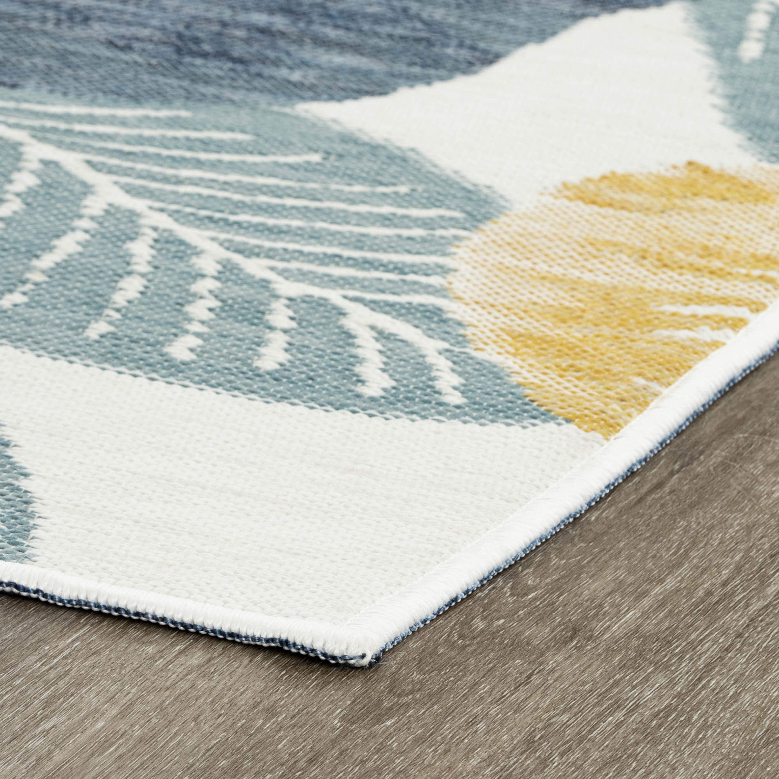 Bliss Rugs Floral Indoor Outdoor Rug Reversible Runner Rug for Patio, Hallway, Entryway, Deck, Navy ,2' x 8'