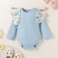 thumbnail image 3 of Vedolay Sets for Girls 2 Piece Outfits Button Front Long Sleeve Shirt and Bow Plaid Pants Set,Blue 6-9 Months, 3 of 4