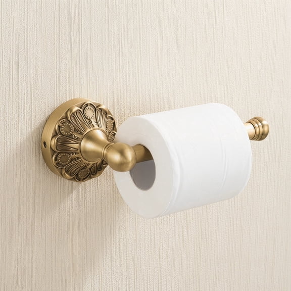 Antique Brass Toilet Paper Holder, Bathroom Tissue Roll Holder Wall Mount, Vintage Gold Decorative Bathroom Accessories, Brass Petal-Relief Series