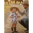 thumbnail image 4 of BemeyourBBs Newborn Baby Boys Cowboy Outfit Infant Summer Romper Shirt Clothes Cactus Horse Print Short Sleeve Lapel Button Down Bodysuit One Piece, 4 of 9