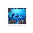 thumbnail image 2 of Cortina De Baño Lavable Tela Antihongo Impermeable 180*180 cm Estilo 3 AZUL DELFINES, 2 of 5