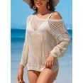 thumbnail image 5 of Charmo Womens Crochet Swim Cover Up Knitted Hollow Out Long Sleeve Swimsuit Coverup Beachwear, 5 of 6