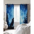 thumbnail image 4 of Black Wolf Silhouette Blackout Curtains for Bedroom Living Room Darkening Curtains 84 Inch Length 2 Panels Set Abstract Starry Night Forest Window Curtain Window Treatment Grommet Drapes 52"x84", 4 of 9