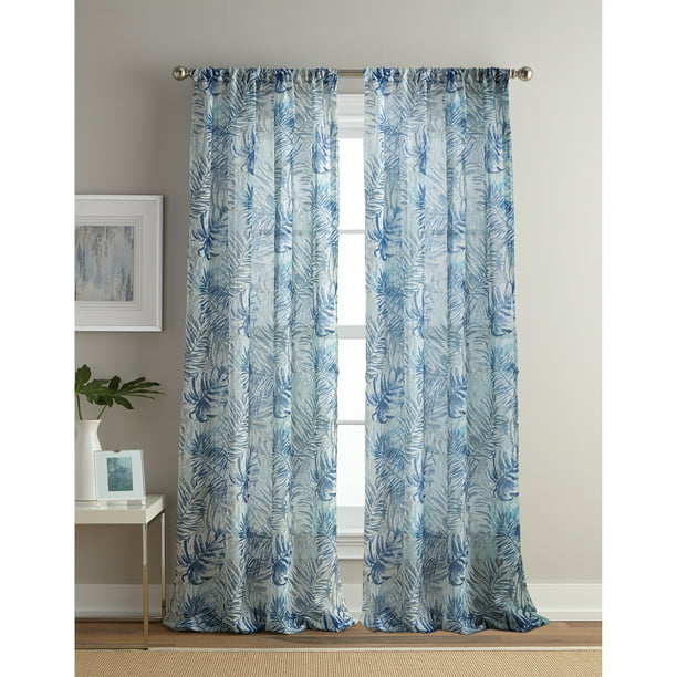 Watercolor Palm Sheer Curtain Panel, Better Homes And Gardens Palm Shower Curtains