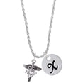 thumbnail image 1 of Delight Jewelry Silvertone Caduceus - NP Silvertone Script Initial Disc - X - Charm Necklace, 20"+3", 1 of 1
