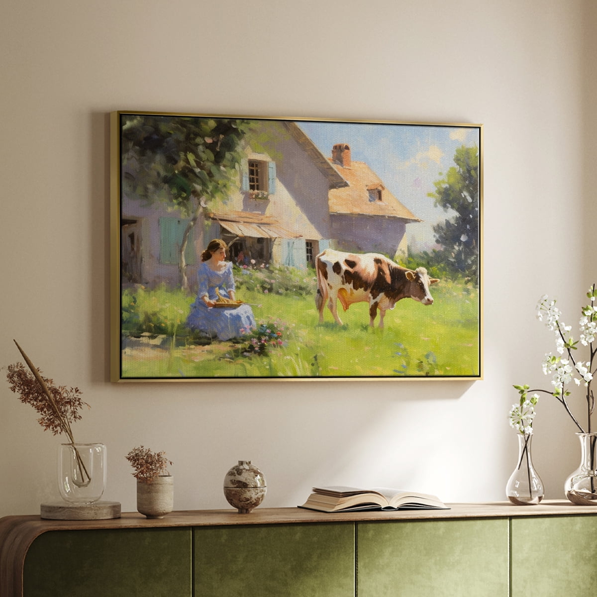 Vintage Landscape-CCLI By Wexford Home Framed in Gold Wood Gallery Wrapped Canvas 17 in. x 25 in.