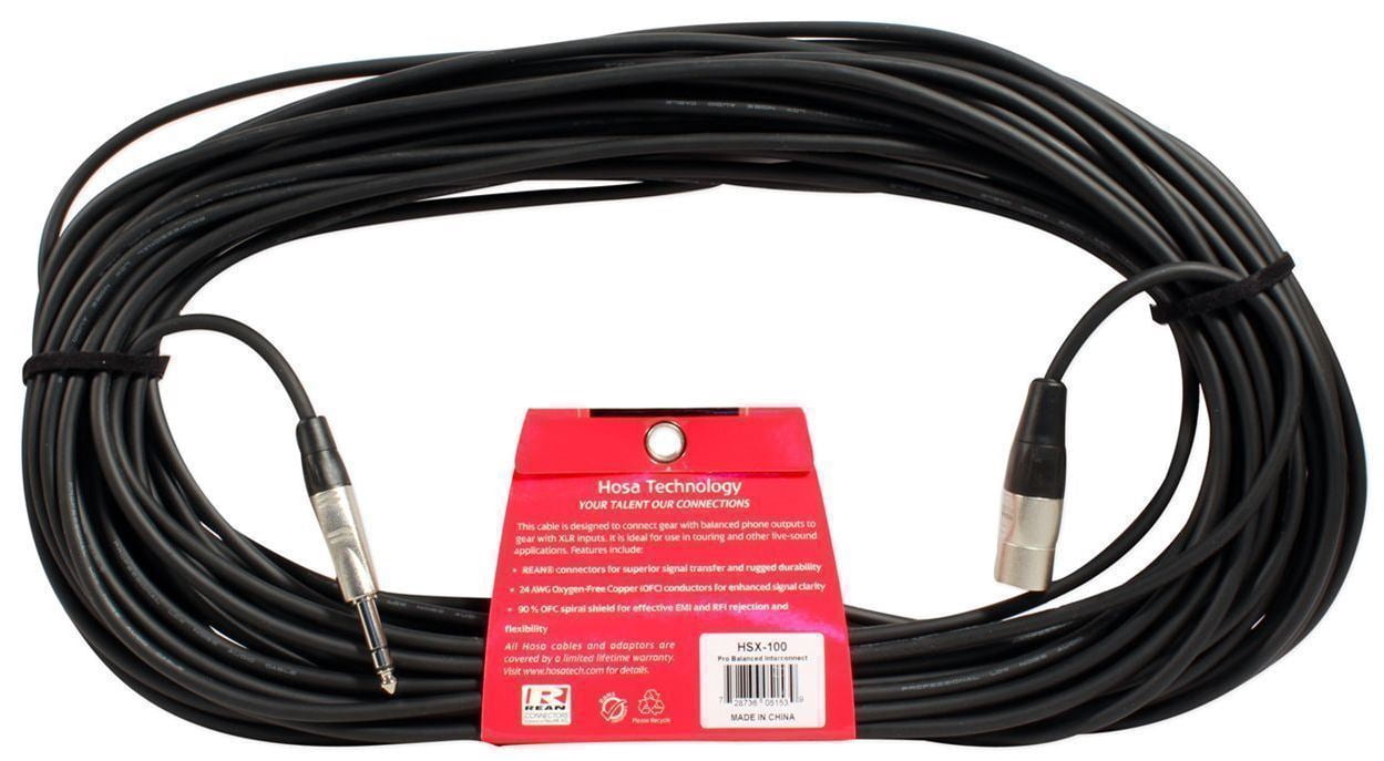 Hosa HSX-100 100 Foot Rean 1/4" TRS-XLR-3 Male Balanced Inter-Connect Cable