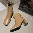 thumbnail image 5 of NOKIO Women'S Vintage Ankle Boots With A Square Toe Women Ankle Boots Autumn And Winter Simple Solid Color Fashion Comfortable Square Toe Square Heel Back Zipper Women'Sfashion-Forward Ankle Booties, 5 of 8