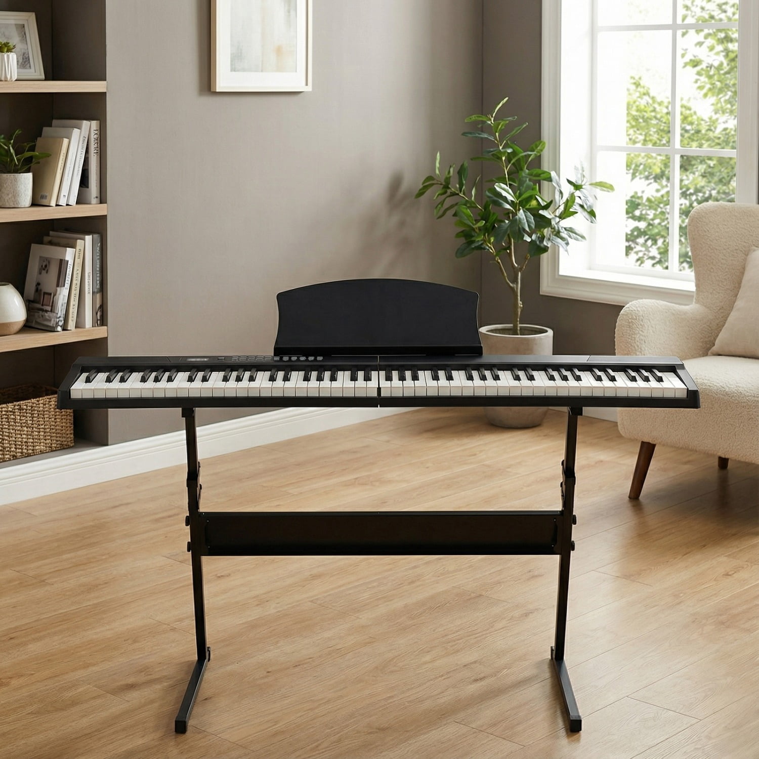 GPP-204 88 Key Magnetic Connection Piano Semi-Weighted Standard Digital Piano with Stand, MIDI Bluetooth, Handbag，Headphone，for Piano Lover Black color