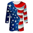thumbnail image 4 of 4th of July Shirts Red White and Blue Blouse Women Patriotic T Shirts Women Red White and Blue Tops 4th of July Tee Women Independence Day Fashion Printed Round Neck 3/4 Sleeve T-Shirt Top, 4 of 5