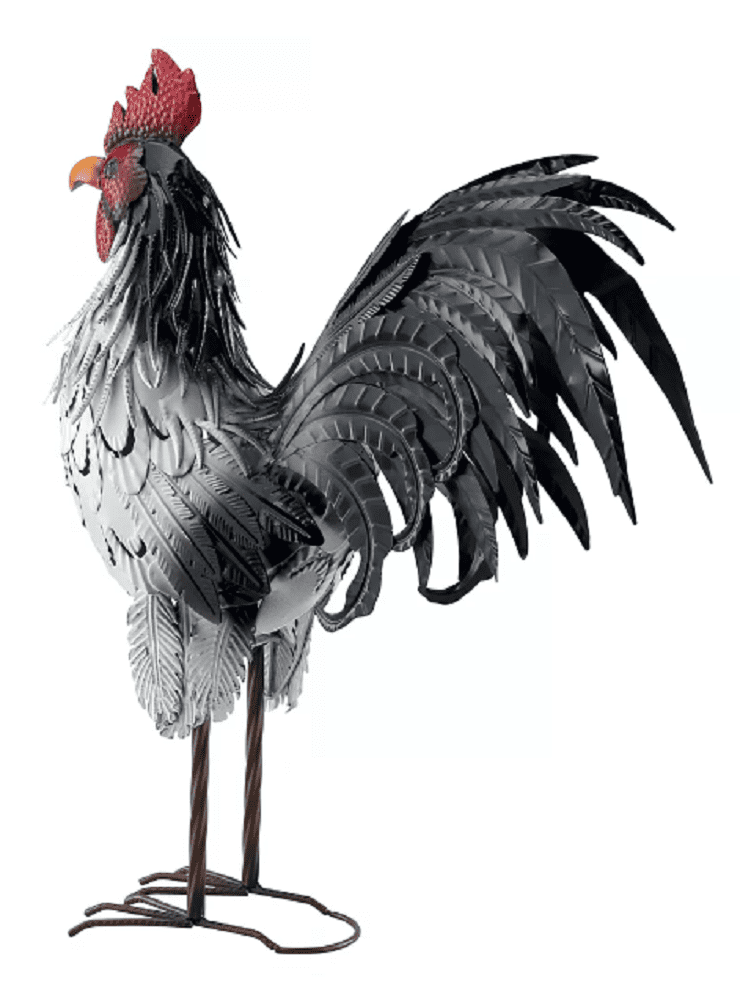 Red Shed ZT221212 Decorative Metal Rooster, White/Black