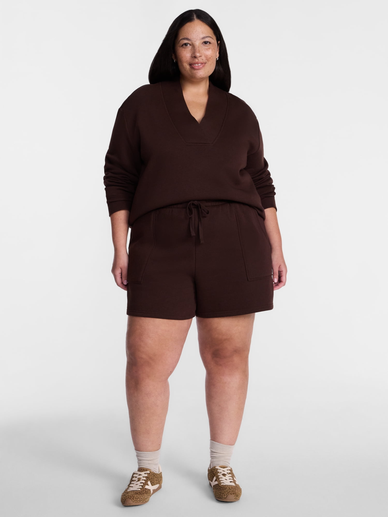 Terra & Sky Women's Plus Fleece Cowl Neck Sweatshirt, Sizes 0X-5X