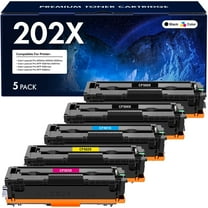 VIPink 202X Toner Cartridge 5-Pack Compatible for HP CF500X 202X CF500A 202A Color LaserJet Pro M254dw M254dn M254nw MFP M281fdw M281fdn M281cdw M280nw Printer Ink (2x Black,Cyan,Magenta,Yellow)
