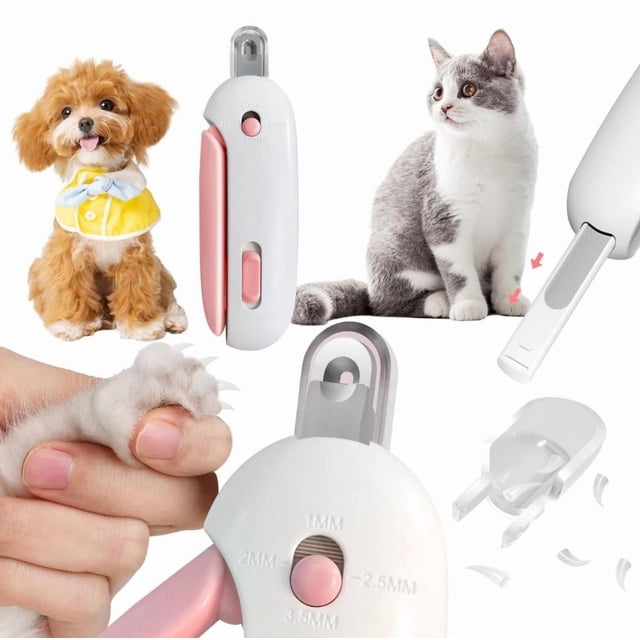 Feltree Coupe-Ongles Professionnels pour Animaux de Compagnie pour Chiens et Chats avec Verrou de Sécurité, Lime à Ongles, Conception à Ressort et Protège-Ongles Transparent