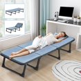 thumbnail image 1 of Slsy 6 Adjustable Rollaway Guest Bed Cot, Single Metal Platform Bed Frame with Pillow,Portable Folding Bed Cot 75.2IN Length,Fold Out Bed for Bedroom & Office, 1 of 12