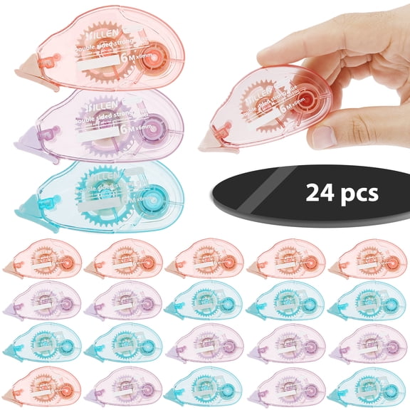24Pcs Double Sided Tape Roller 236*0.236in Adhesive Glue Runner Adhesive Tape Dispenser Scrapbook Tape Glue Tape Roller Scrapbooking Supplies for Crafting Card Photo Journaling