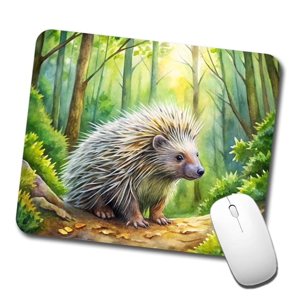 Porcupine In Forest Watercolor Mouse Pad Low Profile Gaming Mat