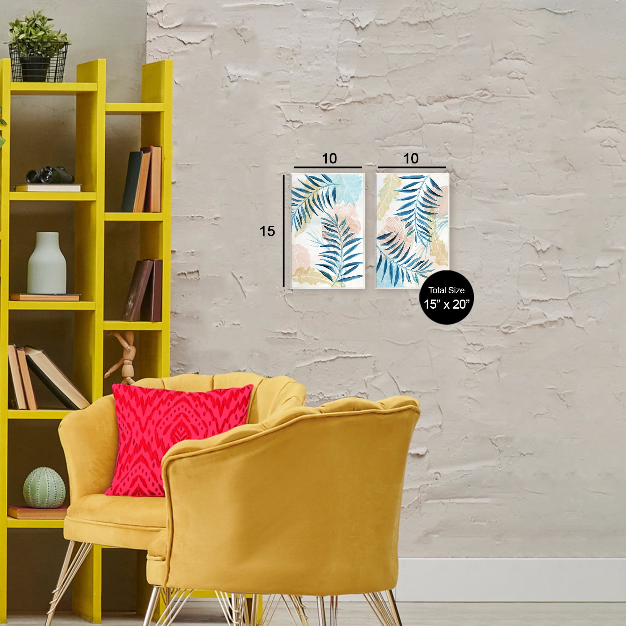 Stupell Industries Pastel & Blue Palm Fronds 2 Piece Wall Plaque Art Set, design by Nan