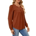 thumbnail image 2 of MOMOFEEL Long Sleeve Shirt For Woman Tunic Tops Loose Pleated Crewneck Top For Summer (M9003 Orange XXL), 2 of 7