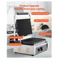 thumbnail image 3 of Commercial Panini Press, 1800W Electric Grill, Stainless Steel Sandwich Maker with Temp Control, 13.5x9.3in Non-Stick Plates for Burgers, Steak, Bacon, 3 of 9