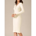 thumbnail image 2 of DARING DIVA V Neck Long Sleeve Slim Fitted Midi Dress XS Apricot, 2 of 6