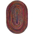thumbnail image 2 of SAFAVIEH Braided Daphne Geometric Cotton Reversible Area Rug, Red/Multi, 6' x 9' Oval, 2 of 10