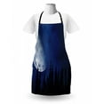 thumbnail image 3 of Half Moon Apron, Mystery Night over Forest Silhouette, Unisex Kitchen Bib with Adjustable Neck for Cooking Gardening, Adult Size, Night Blue, by Ambesonne, 3 of 4