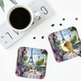 thumbnail image 4 of Honeii Parisian Cafe With Eiffel Print Leather Coaster Set of 4, Ideal for Safeguarding Your Furniture from Drinks Spills and Effortless Cleanup-Square, 4 of 6