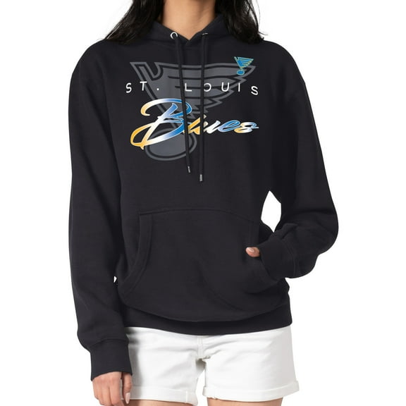 Men's G-III 4Her by Carl Banks Black St. Louis Blues Shadow Logo Fleece Pullover Hoodie