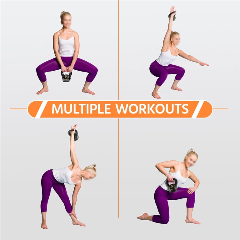 Set De 4 Kettlebells Recouverts Vinyle 50 Lbs - Noir, Pour Home Gym, Neuf