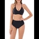 thumbnail image 1 of Traje de Baño de Dos Piezas con Cintura Alta para Mujer, con Control de Abdomen y Escote en V, 2025 Negro L, 1 of 8