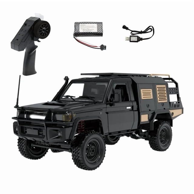 Camioneta Corta A Escala de 2,4 G, 4WD, Coche de Escalada RC, Coche de Juguete con Control Remoto para MN MODELO MN82S 1:12 Negro