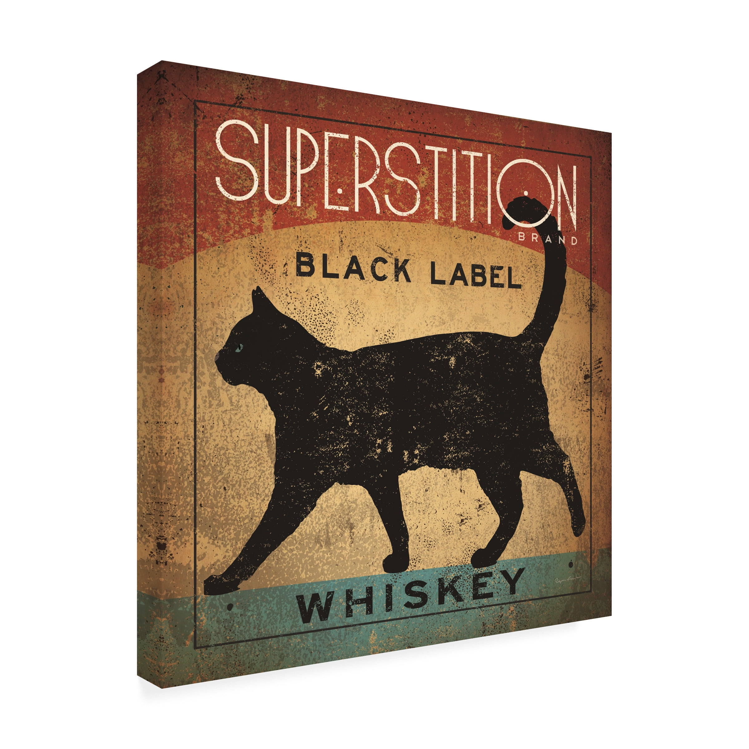 Trademark Fine Art 'Superstition Black Label Whiskey Cat' Canvas Art by Ryan Fowler