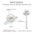 thumbnail image 6 of Rosec Jewels Freshwater Pearl Halo Engagement Ring for Diamond - 8 mm - 7 Carat - AAA Quality - with Jewelry Box, 14K White Gold, US 8.00, 6 of 7